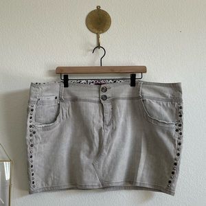 Torrid Studded Grey Denim Miniskirt - Size 24